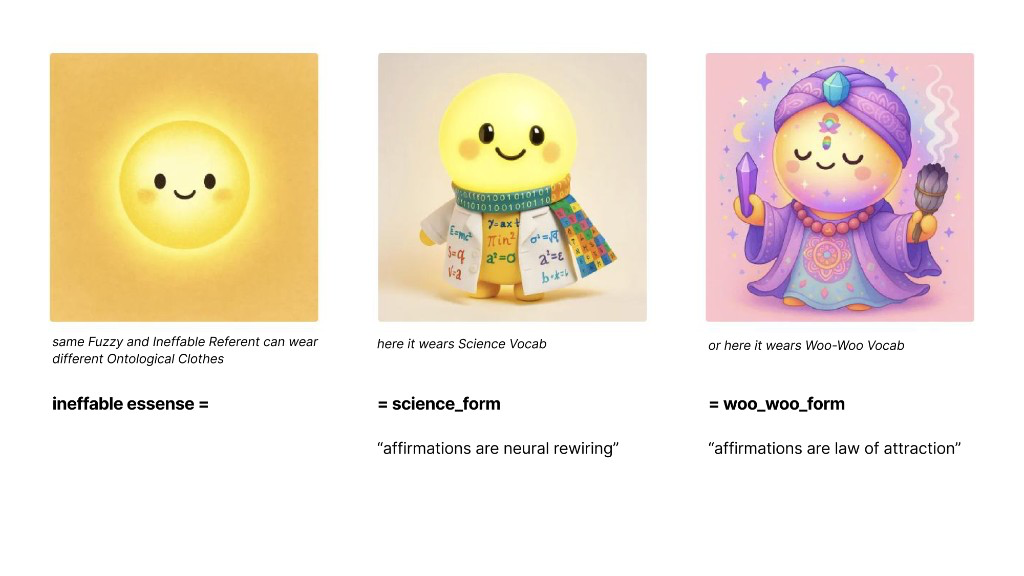 Form Translator: the same ineffable essence wearing science form and woo-woo form